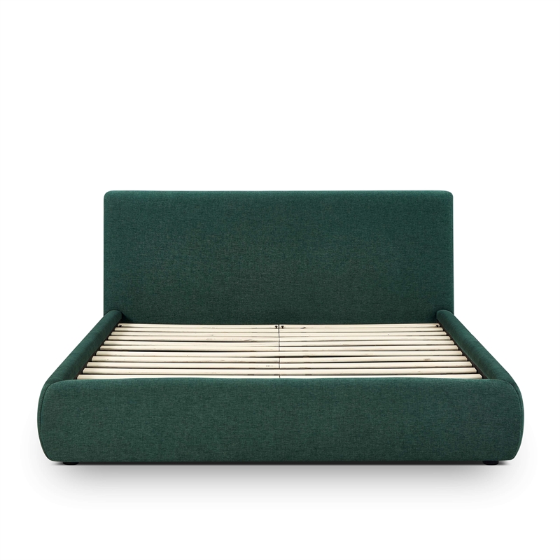 Isla Forest Green Chenille Performance Queen Bed
