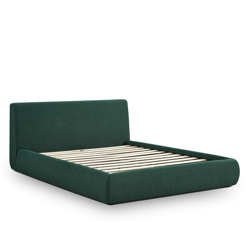 Isla Forest Green Chenille Performance Queen Bed