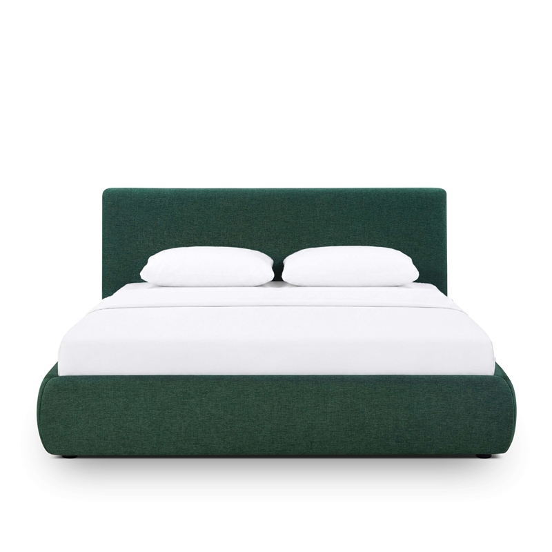 Isla Forest Green Chenille Performance Queen Bed