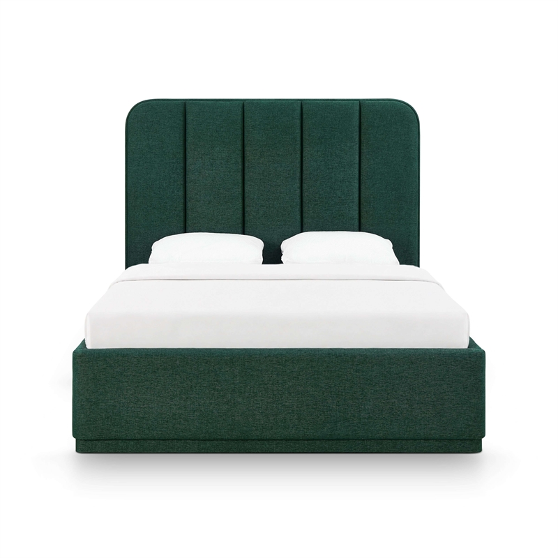 Parker Forest Green Chenille Queen Bed