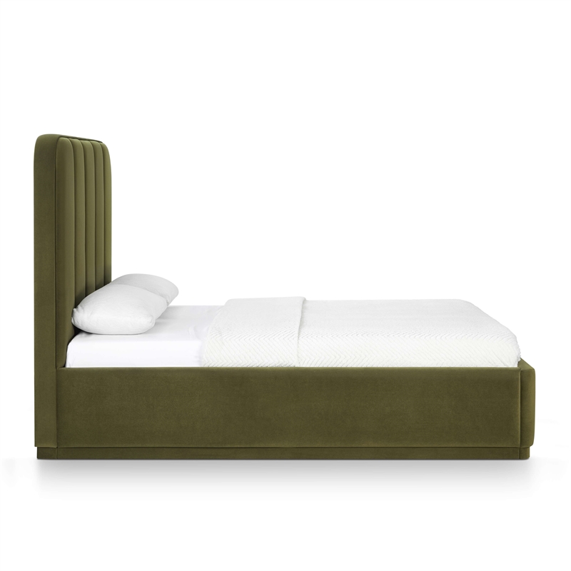 Parker Green Performance Velvet Queen Bed