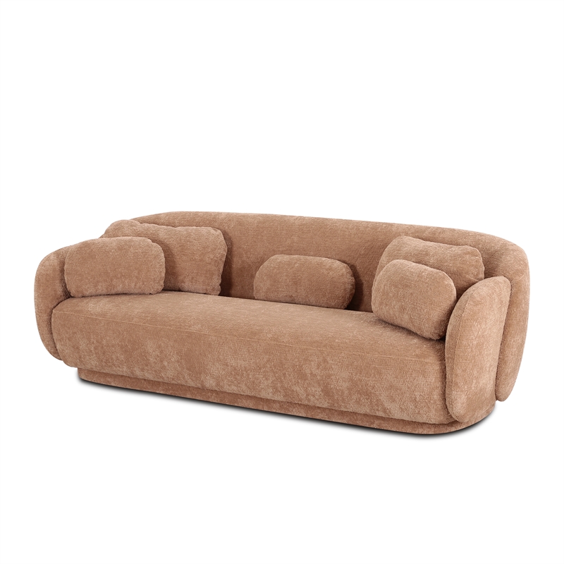 Misty Tan Textured Knubby Fabric Sofa