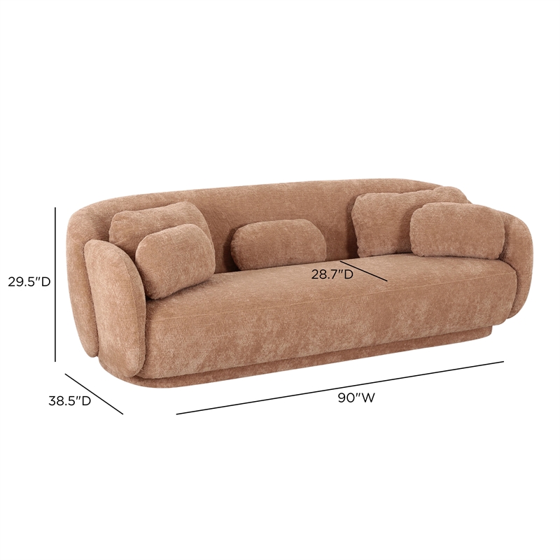 Misty Tan Textured Knubby Fabric Sofa