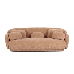 Misty Tan Textured Knubby Fabric Sofa