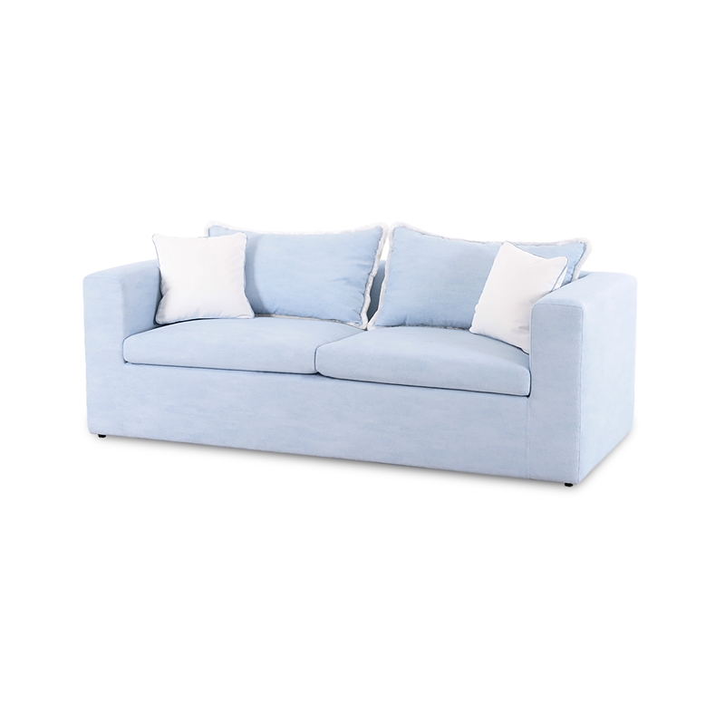 Salty Light Blue Performance Petite Boucle Outdoor Sofa