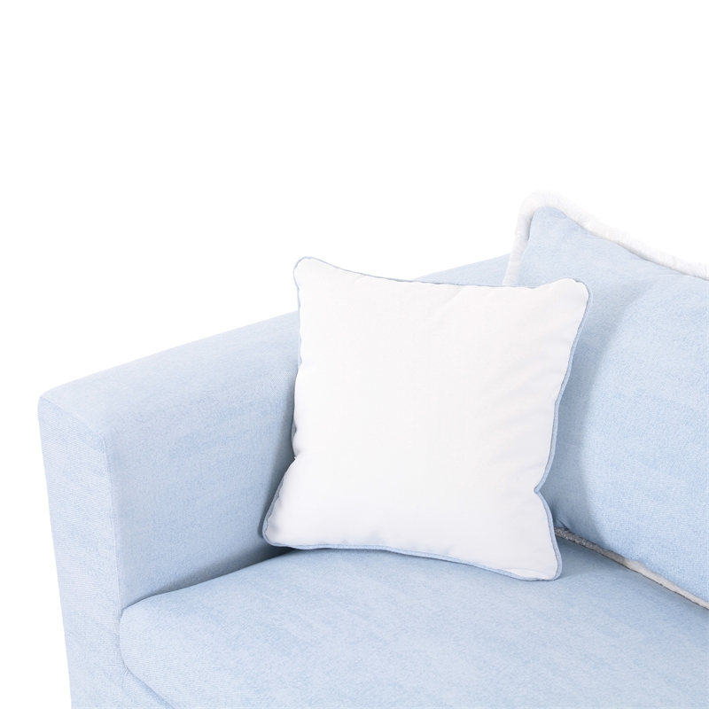 Salty Light Blue Performance Petite Boucle Outdoor Sofa