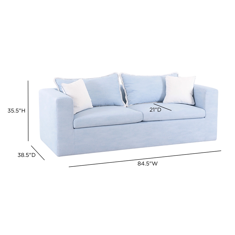 Salty Light Blue Performance Petite Boucle Outdoor Sofa