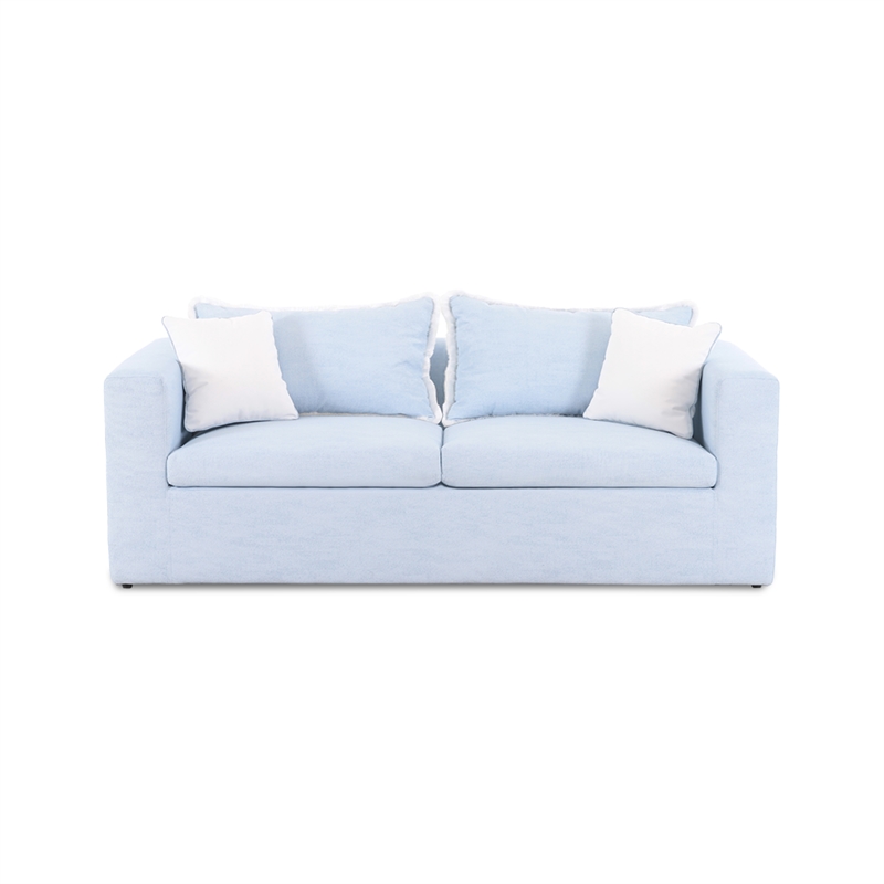 Salty Light Blue Performance Petite Boucle Outdoor Sofa