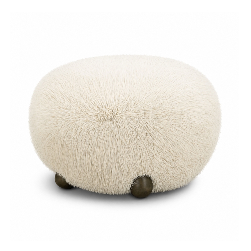 Pucker Natural Contract-Grade Vegan Shearling Ottoman