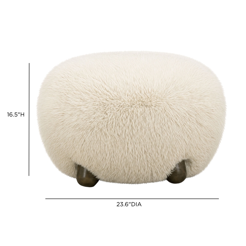 Pucker Natural Contract-Grade Vegan Shearling Ottoman