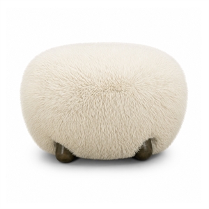 Pucker Natural Contract-Grade Vegan Shearling Ottoman