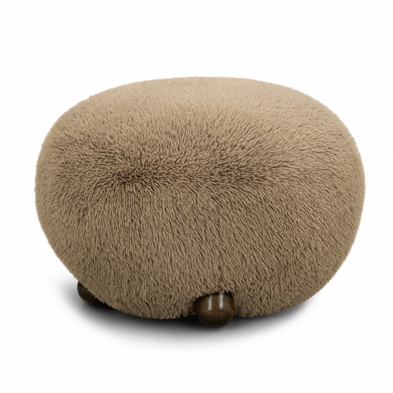Pucker Taupe Contract-Grade Vegan Shearling Ottoman