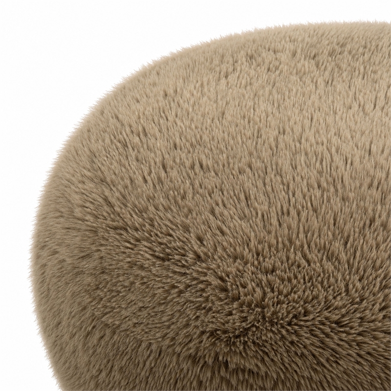 Pucker Taupe Contract-Grade Vegan Shearling Ottoman