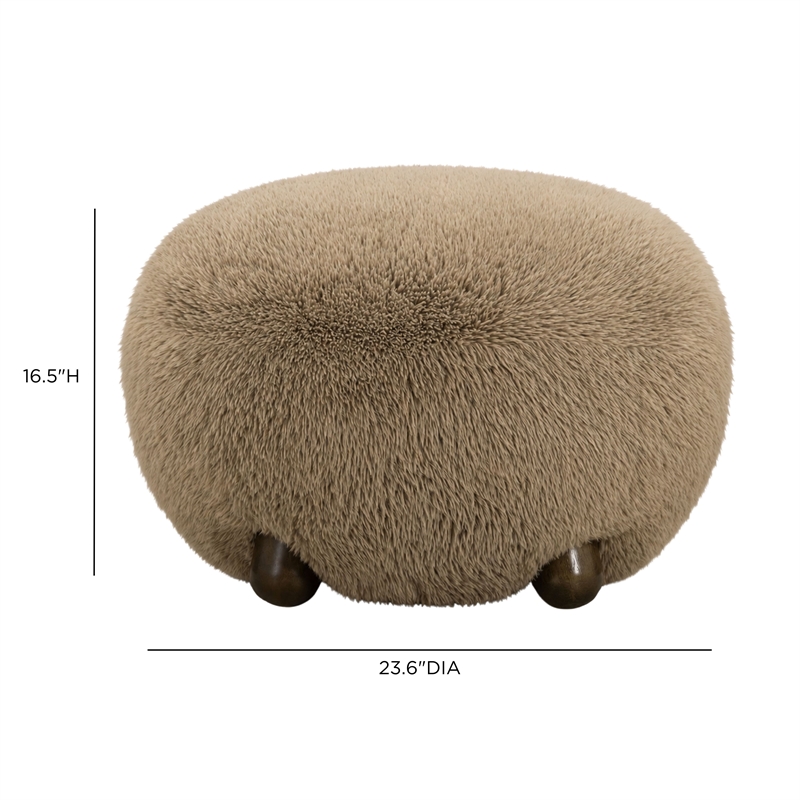 Pucker Taupe Contract-Grade Vegan Shearling Ottoman