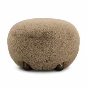 Pucker Taupe Contract-Grade Vegan Shearling Ottoman