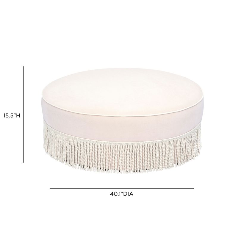 Tassy Pink Tasseled Round Ottoman