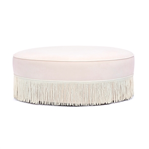 Tassy Pink Tasseled Round Ottoman