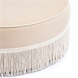 Tassy Tan Tasseled Round Ottoman