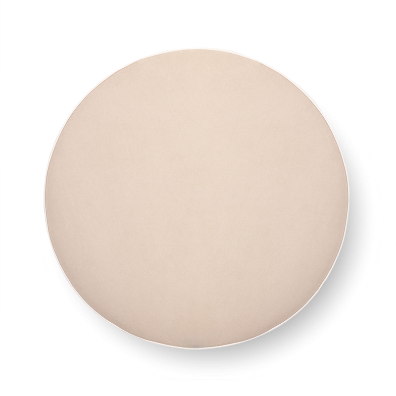 Tassy Tan Tasseled Round Ottoman