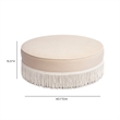 Tassy Tan Tasseled Round Ottoman