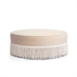 Tassy Tan Tasseled Round Ottoman