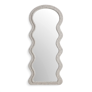 Rhodes 70&quot Neutral Floral Jacquard Floor Mirror