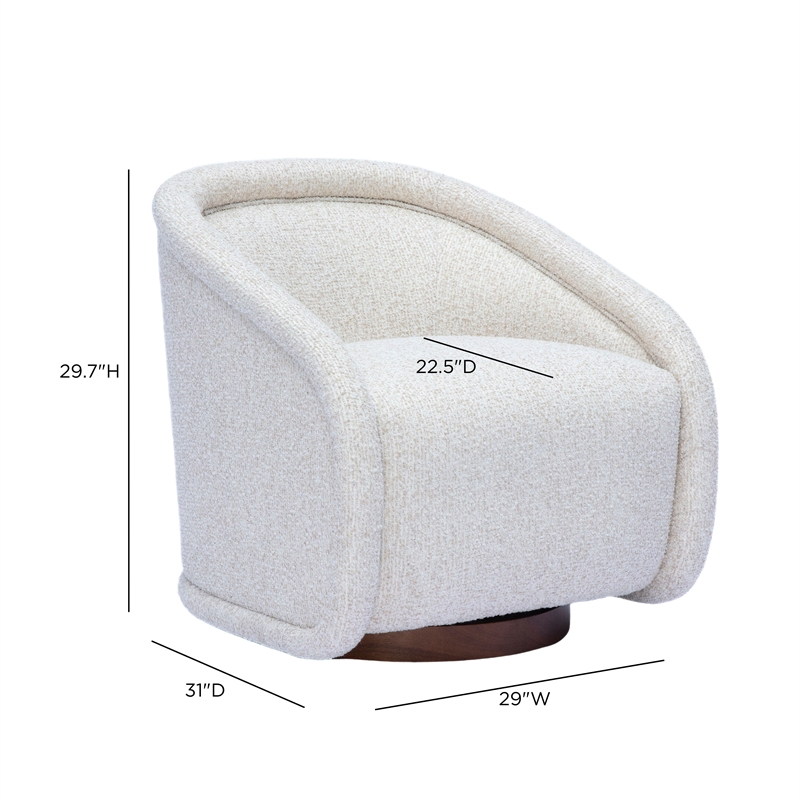 Clarke Cream Heavy Performance Boucle Swivel Accent Chair