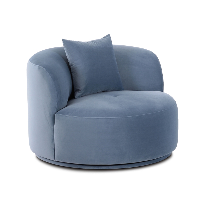 Fickle Blue Stone Velvet Swivel Chair