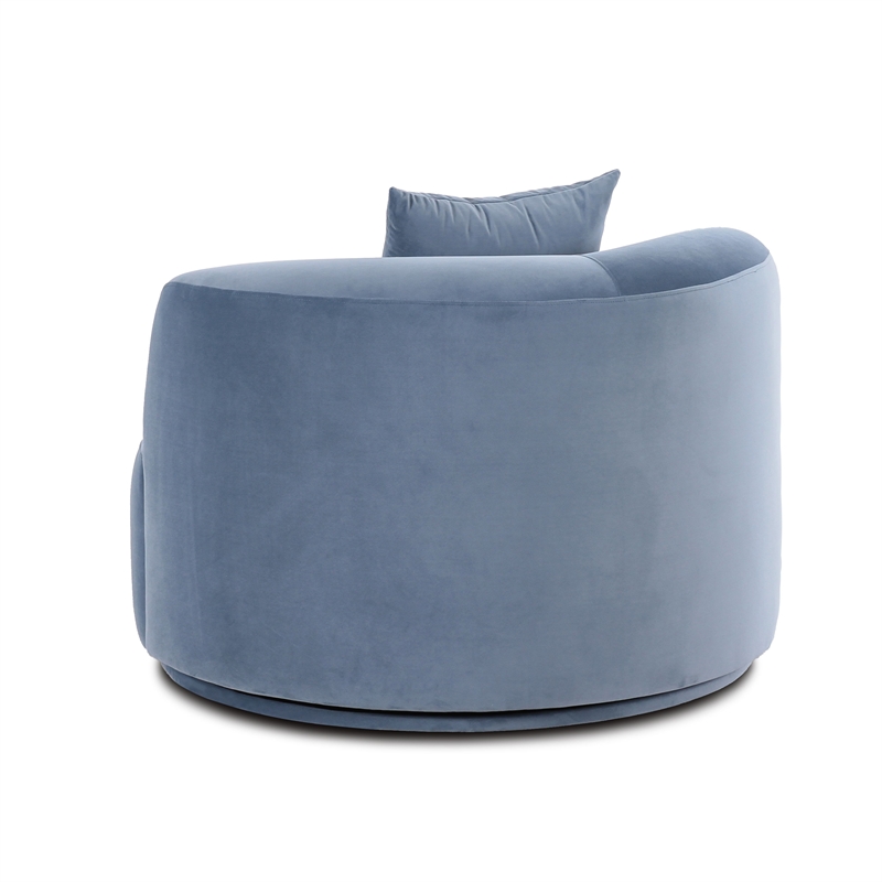 Fickle Blue Stone Velvet Swivel Chair