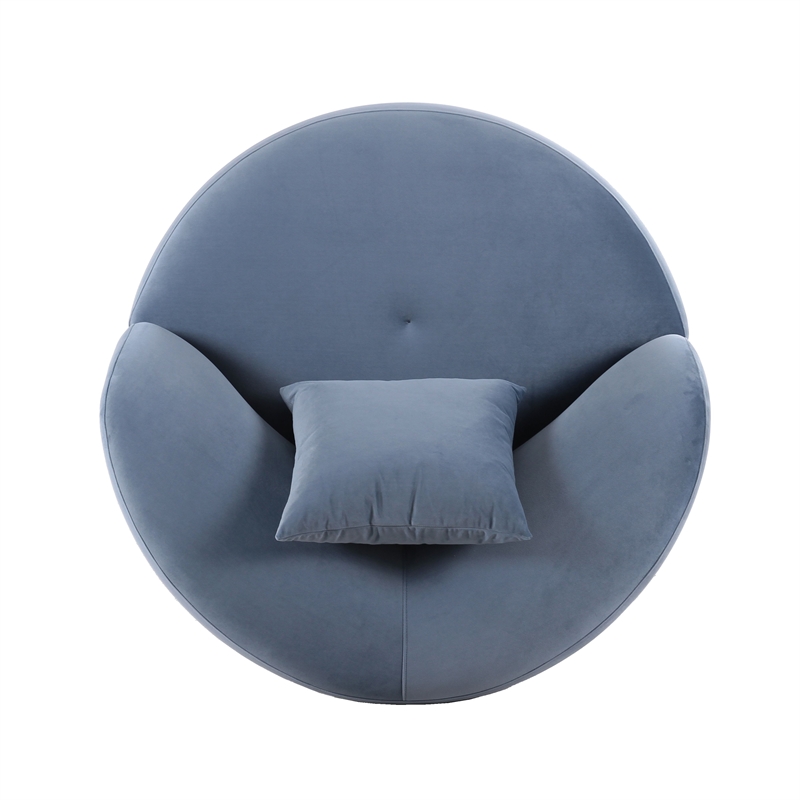 Fickle Blue Stone Velvet Swivel Chair