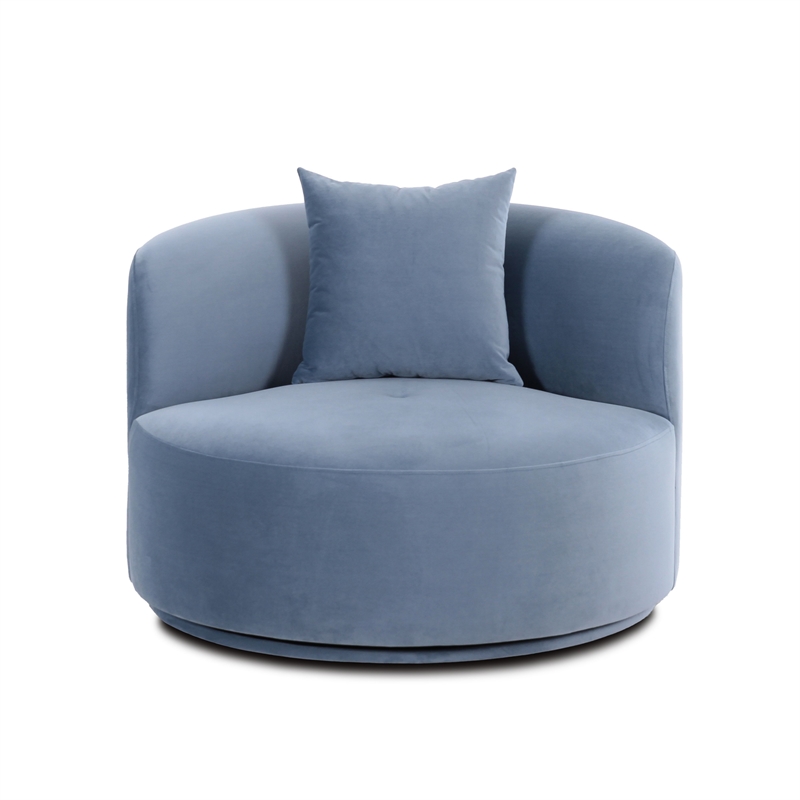 Fickle Blue Stone Velvet Swivel Chair