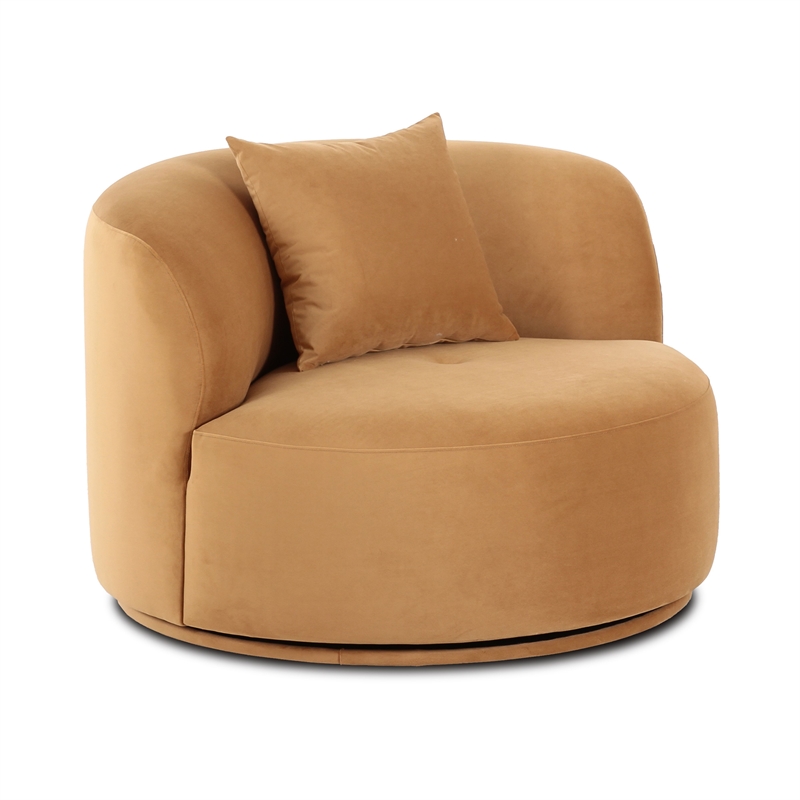 Fickle Camel Velvet Swivel Chair