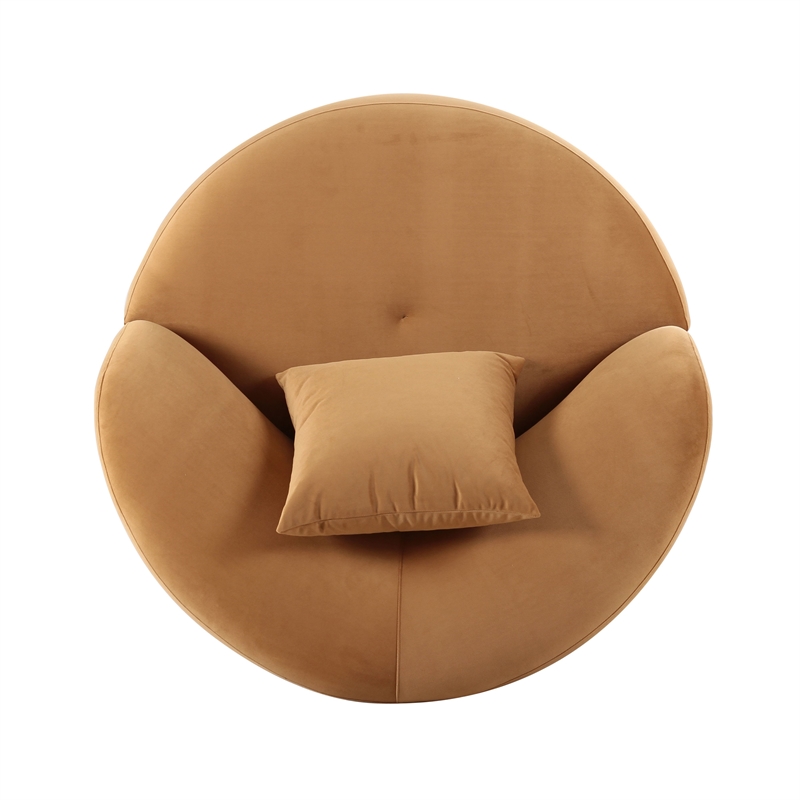 Fickle Camel Velvet Swivel Chair