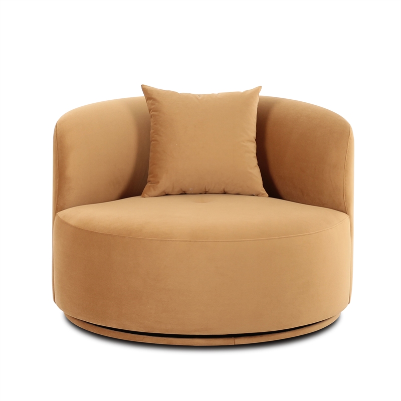 Fickle Camel Velvet Swivel Chair