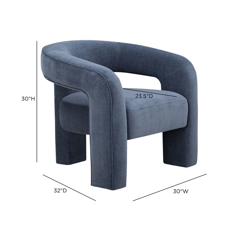 Malone Blue Denim Performance Chenille Accent Chair