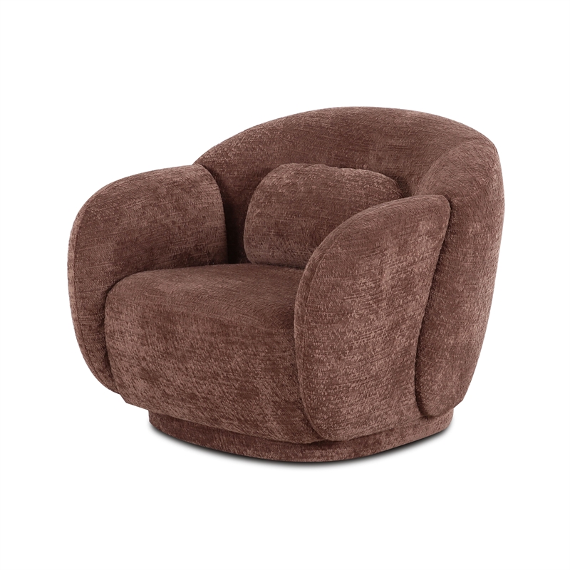Misty Chocolate Brown Textured Knubby Fabric Accent Chair