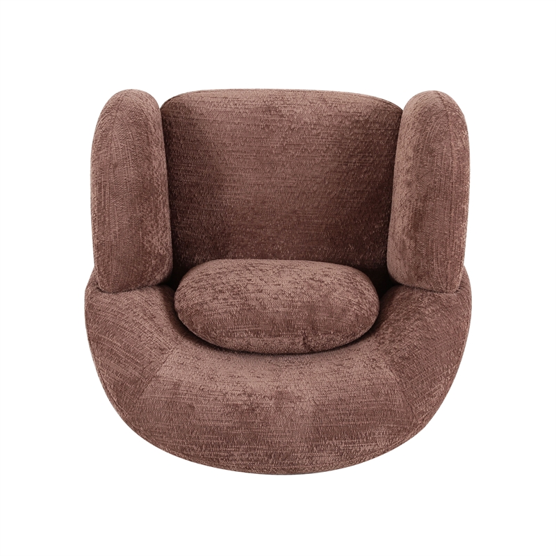 Misty Chocolate Brown Textured Knubby Fabric Accent Chair