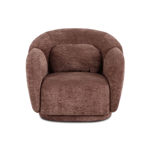 Misty Chocolate Brown Textured Knubby Fabric Accent Chair