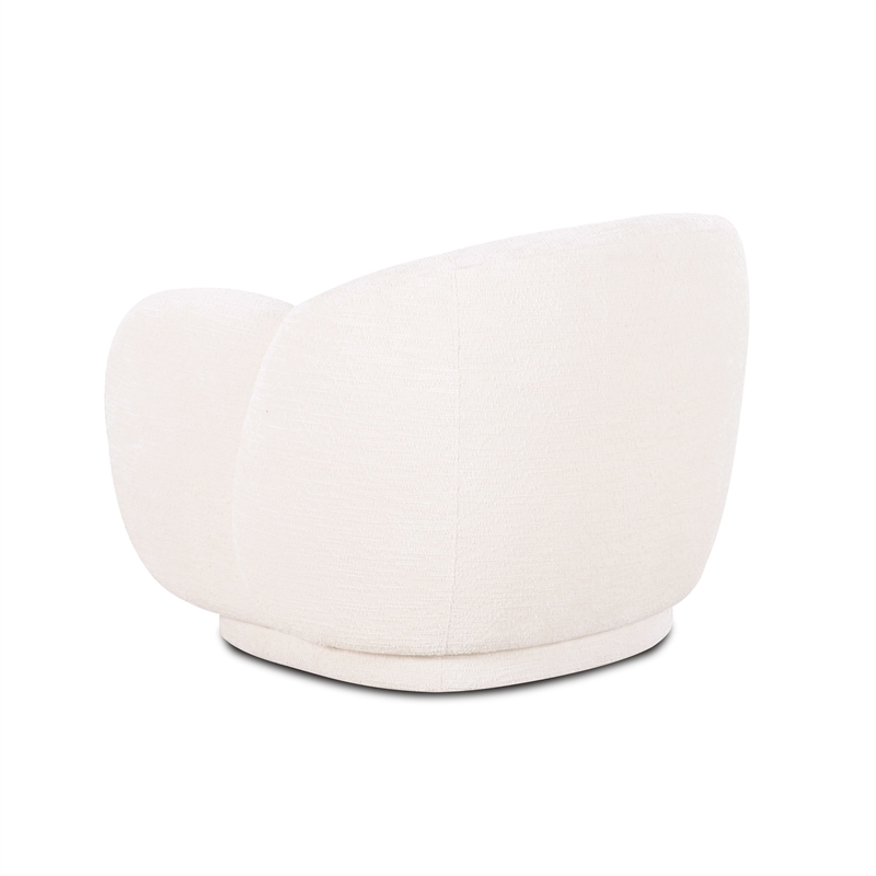 Misty Cream Textured Knubby Fabric Accent Chair