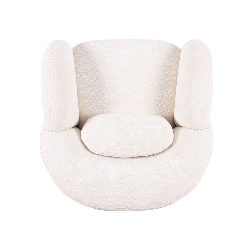 Misty Cream Textured Knubby Fabric Accent Chair