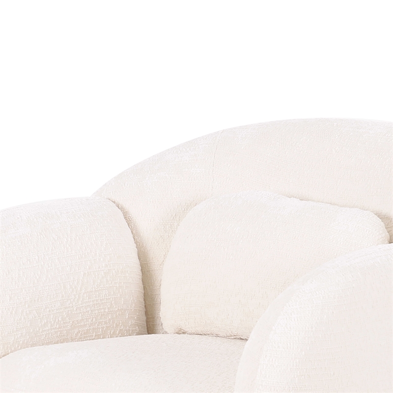 Misty Cream Textured Knubby Fabric Accent Chair