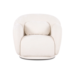 Misty Cream Textured Knubby Fabric Accent Chair