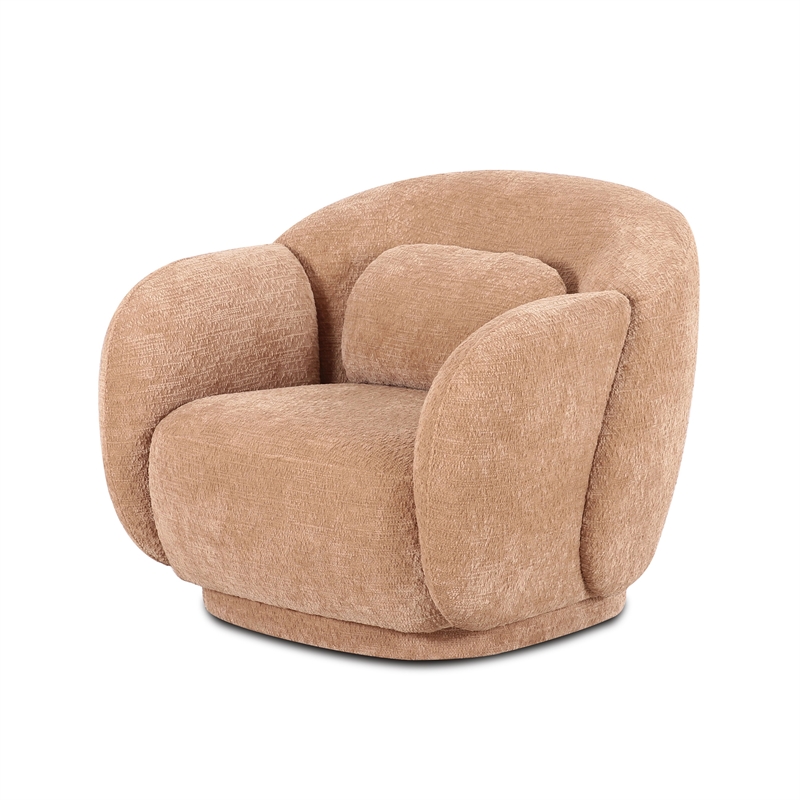 Misty Tan Textured Knubby Fabric Accent Chair