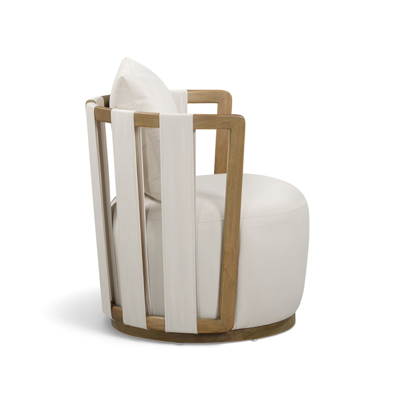 Paolo Cream Upcycled Basketweave Fabric Outdoor Accent Chair