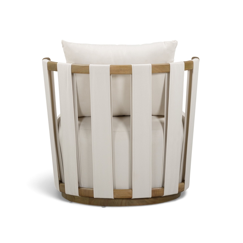 Paolo Cream Upcycled Basketweave Fabric Outdoor Accent Chair