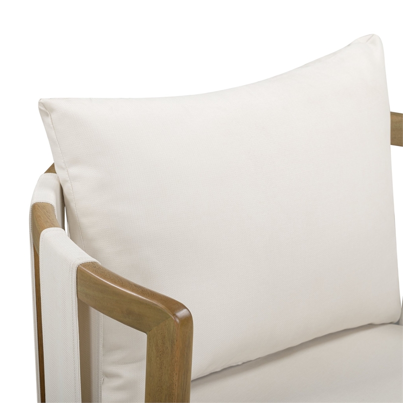 Paolo Cream Upcycled Basketweave Fabric Outdoor Accent Chair