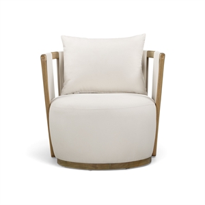 Paolo Cream Upcycled Basketweave Fabric Outdoor Accent Chair
