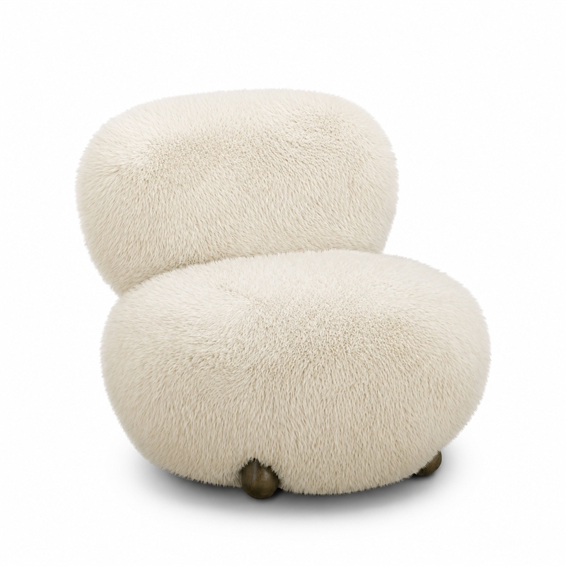 Pucker Natural Contract-Grade Vegan Shearling Accent Chair