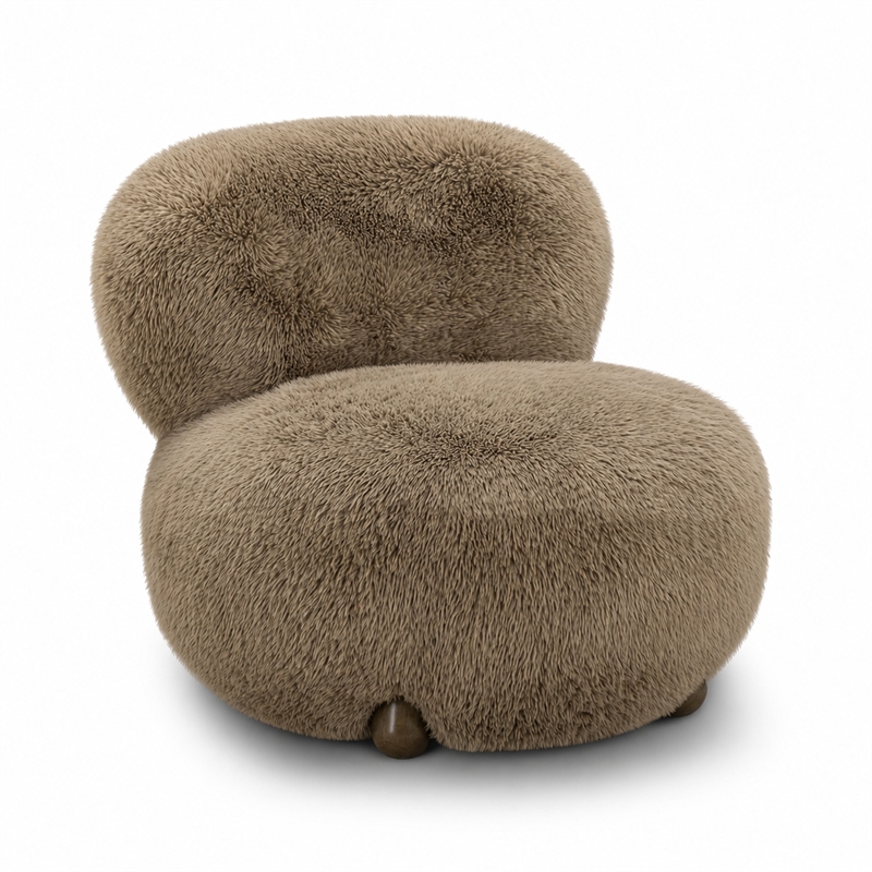 Pucker Taupe Contract-Grade Vegan Shearling Accent Chair