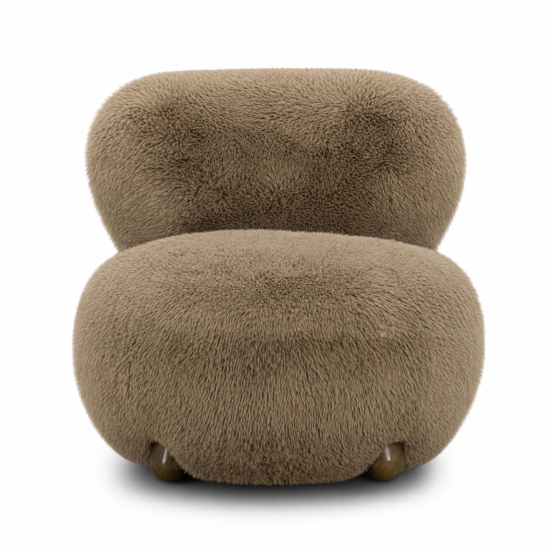 Pucker Taupe Contract-Grade Vegan Shearling Accent Chair